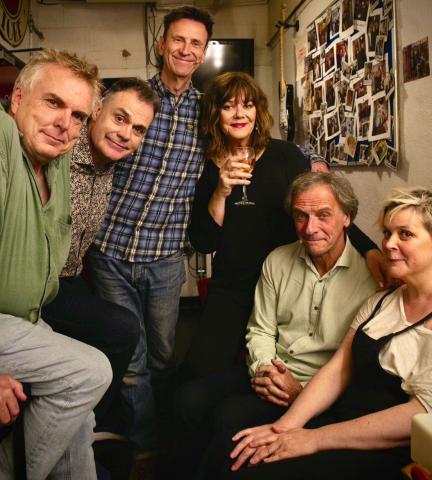 The Comedy Store Players and Steve Edis in the dressing room of The Comedy Store London